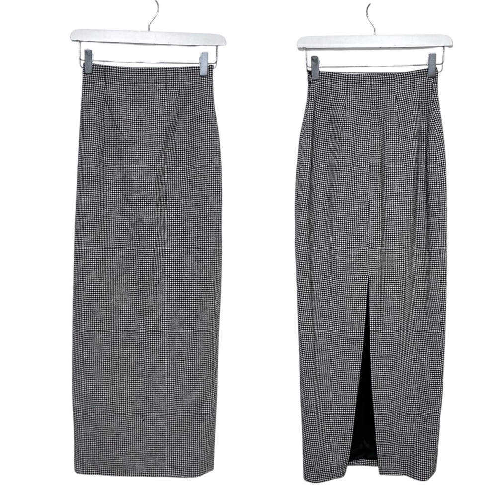 Moschino Houndstooth 100% Wool High Waisted Fitted Pencil Skirt Size XS